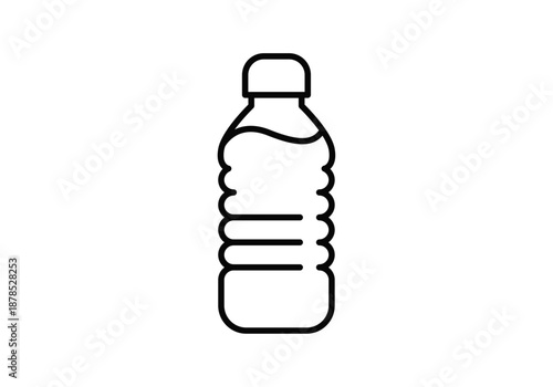 Icono de botella de agua de plástico con tapa en estilo lineal