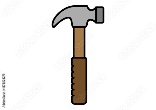 Icono de martillo de carpintero con cabeza de metal y mango de madera
