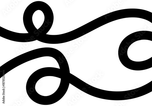 Elemento gráfico decorativo de líneas curvas negras con bucles y estilo minimalista