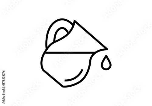 Icono de jarra vertiendo una gota de líquido en estilo lineal negro