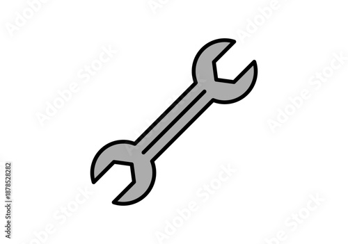 Icono de llave inglesa de metal gris para trabajos de reparación mecánica