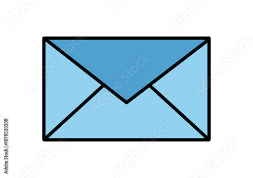 Icono de sobre de correo azul cerrado con borde negro