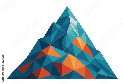  Abstract Mountain Made of Triangles Symbolizing Resilience Vector Illustration isolated white background