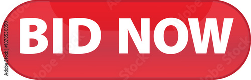 Red glossy button with "BID NOW" text for online auctions or purchasing.