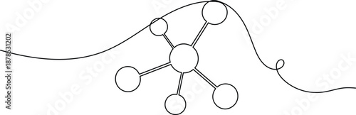 Business collaboration networking nodes icon continuous one line drawing single art on white background minimalist modern technology symbol outline vector illustration