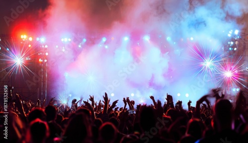 Blurred Background of Rock Concert with a Symphony Orchestra Performance