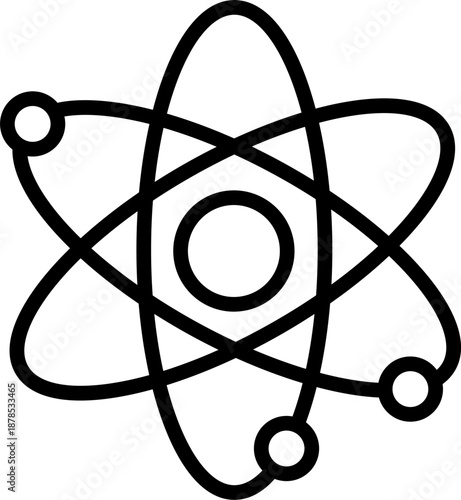 Atom structure icon for science education and nuclear physics research