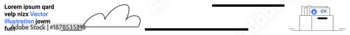 Digital storage, cloud technology, job applications, data management, minimalist design, digital files. Minimalist visual with a cloud and CV icon. s digital storage and job applications