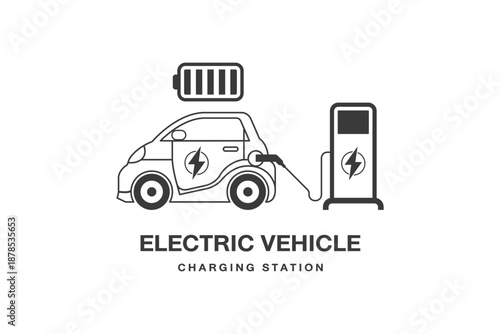 The electric vehicle is charging. (Icon/Symbol)