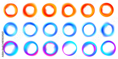A digital neon circle radiates soft light. Gradient colors shift smoothly across the shape. The abstract style feels clean and futuristic. PNG vector.