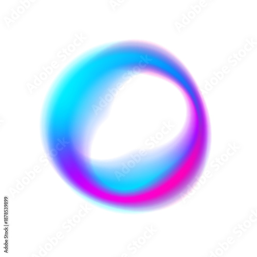 A glowing ring frame radiates soft electric light. Gradient colors shift smoothly across the shape. The design feels minimal, futuristic, and atmospheric. PNG vector.
