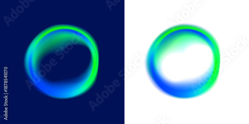 Neon tunnel green, blue circle PNG vector with flowing liquid gradient. Smooth portal shape glows with soft luminous edges. Futuristic digital warp energy ring frame.