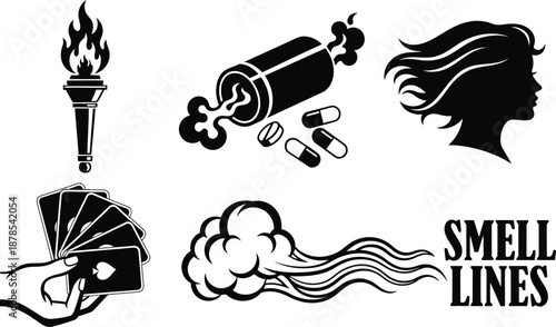 Perfume and fragrance advertising icons