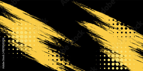 Dots halftone yellow and dark blue color pattern gradient grunge texture background. Dots pop art sport style vector illustration