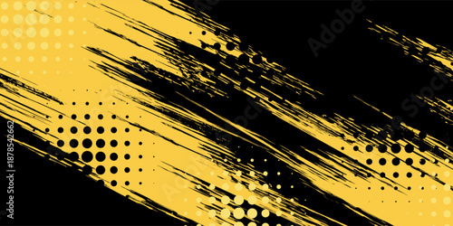 Dots halftone yellow and dark blue color pattern gradient grunge texture background. Dots pop art sport style vector illustration