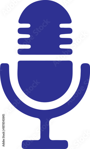 Blue microphone icon isolated on transparent background