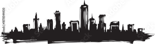 New York City Skyline Silhouette at Nighttime Urban Landscape