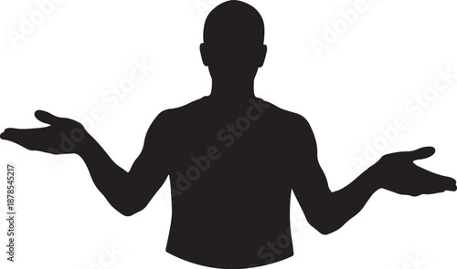 Silhouette of a person with arms outstretched in confusion