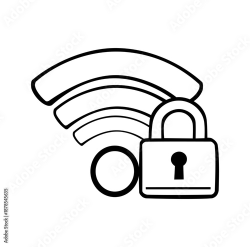  Cartoon Icon Cyber Security Connection Locked System Simple Digital Design