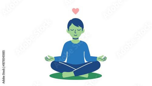 Meditating Person with Heart, Illustration