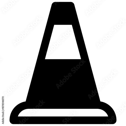 Safety cone. Outlined stroke vector icon with black-filled details.