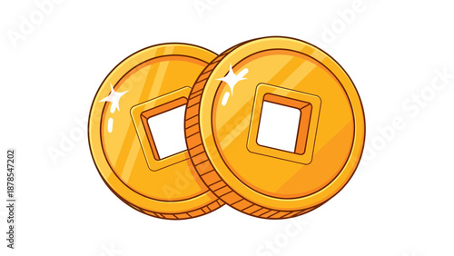 Shiny Chinese New Year Lucky Gold Coins with Square Holes