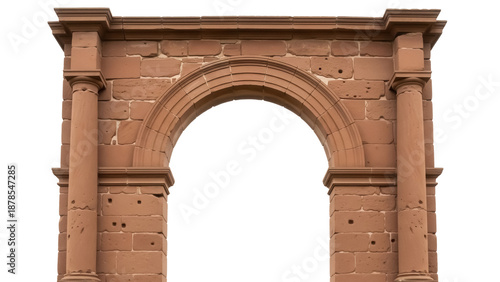 Bild auf Leinwand Ancient sandstone archway isolated PNG on transparent background, weathered ston