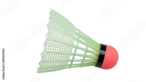 Fotografia Green plastic badminton shuttlecock isolated PNG, sport equipment for recreation