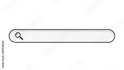 Search bar PNG isolated on transparent background, magnifying glass icon for website navigation and user interface design