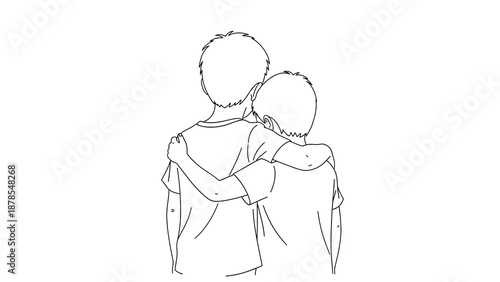 Two friends share a tender moment, their arms around each other in a comforting embrace isolated on white background