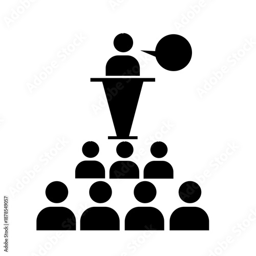 Public Speaker Giving a Presentation to Audience Icon