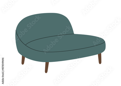 Modern curved sofa. Flat vector furniture illustration for interior design