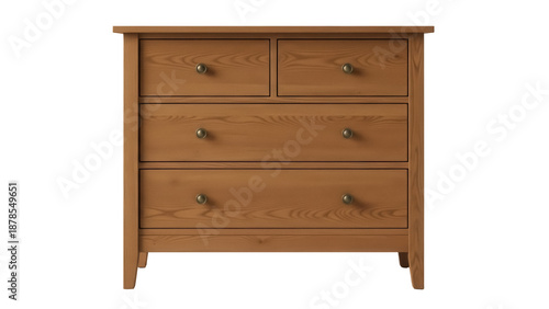 Tablou pe pânză Wooden chest of drawers isolated PNG on transparent background, brown dresser wi