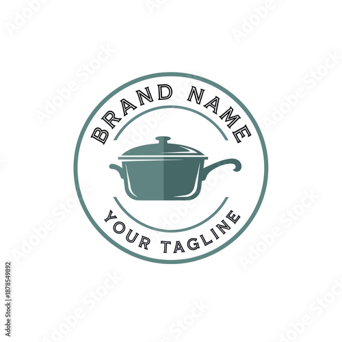 Green Cooking Pot Logo Design Template.
