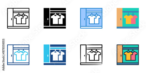 Wardrobe icons set multiple style collection. Editable stroke 
