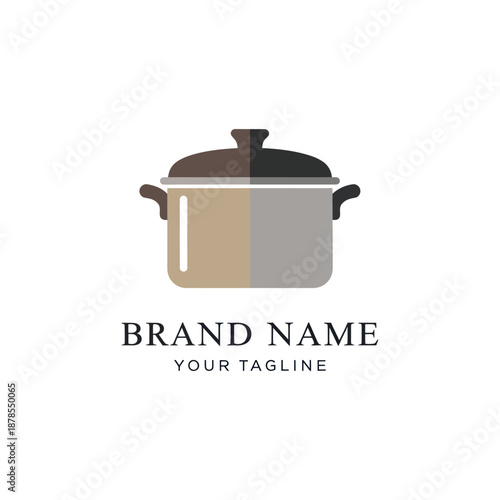 Stylized Cooking Pot Logo Design Element.