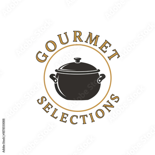 Gourmet Cooking Pot Logo Design Illustration.