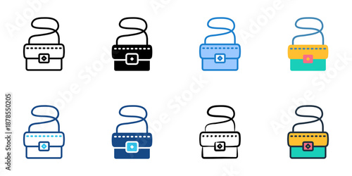 Clutch icons set multiple style collection. Editable stroke 
