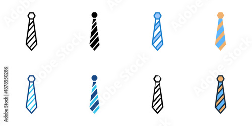 Tie icons set multiple style collection. Editable stroke 
