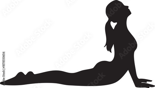 a woman in a yoga pose with distinctive silhouette style
