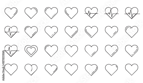 a collection of hand drawn hearts with various styles and imperfections high quality professional detailed modern elegant stylish clean crisp