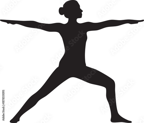 A minimalist image featuring a striking silhouette of a woman performing a yoga pose.

