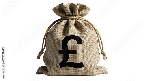 Photos Burlap money bag with pound symbol isolated PNG, sack of cash for finance and ec