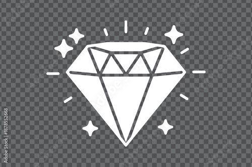 Sparkling diamond icon with a transparent background.