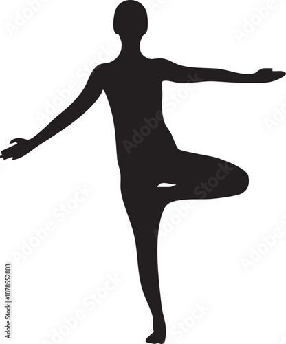 A black silhouette of a woman in a squatting position with a distinctive solid fill style.
