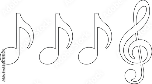 A black and white illustration of musical notation symbols arranged horizontally.