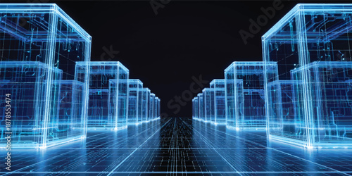 Abstract blue business background with futuristic binary code featuring a digital growth chart and financial data arrows alongside a medical pulse line concept for health and technology information