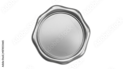 Konstfotografi Silver wax seal isolated PNG on transparent background, blank stamp for letter o