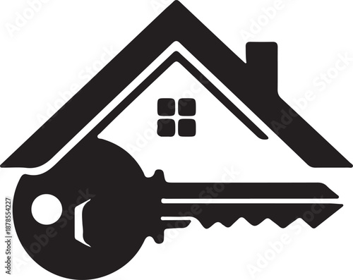 House key icon symbolizing home ownership and property access in a simple graphic representation