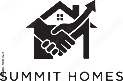 Real estate handshake logo symbolizing partnership and growth in home buying process successfully